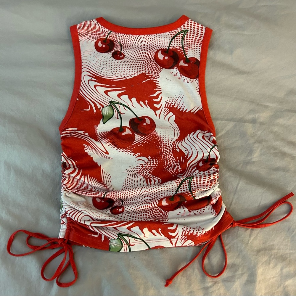 Jaded London Cherry Swirl Print Ruched Side Tank Top, 2/XS, Urban Outfitters - Picture 9 of 12